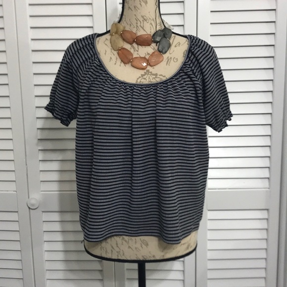Madewell Stripe Navy Blouse (S,M,L) - Picture 2 of 5